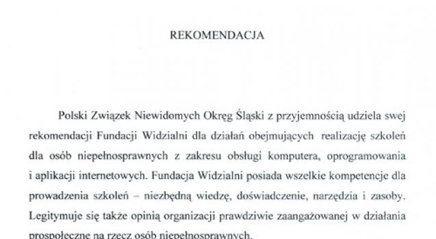 Powiększ obraz: Rekomendacje Polskiego Związku Niewidomych